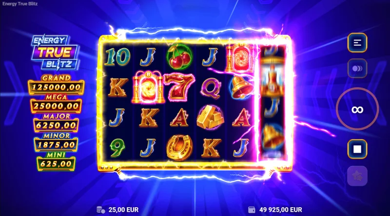 Energy True Blitz - jadual corak dalam permainan asas