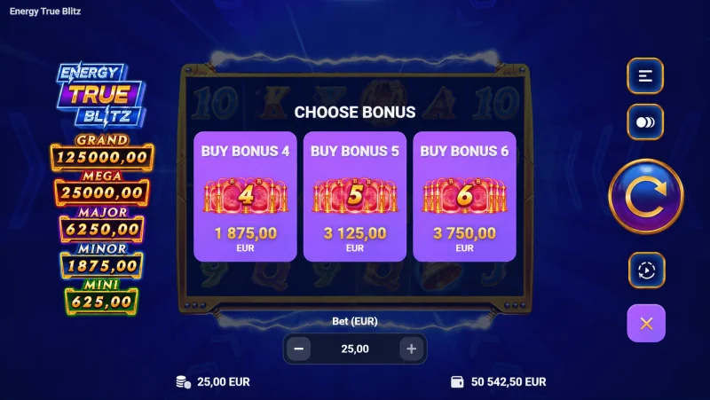 Energy True Blitz - menu pembelian Bonus